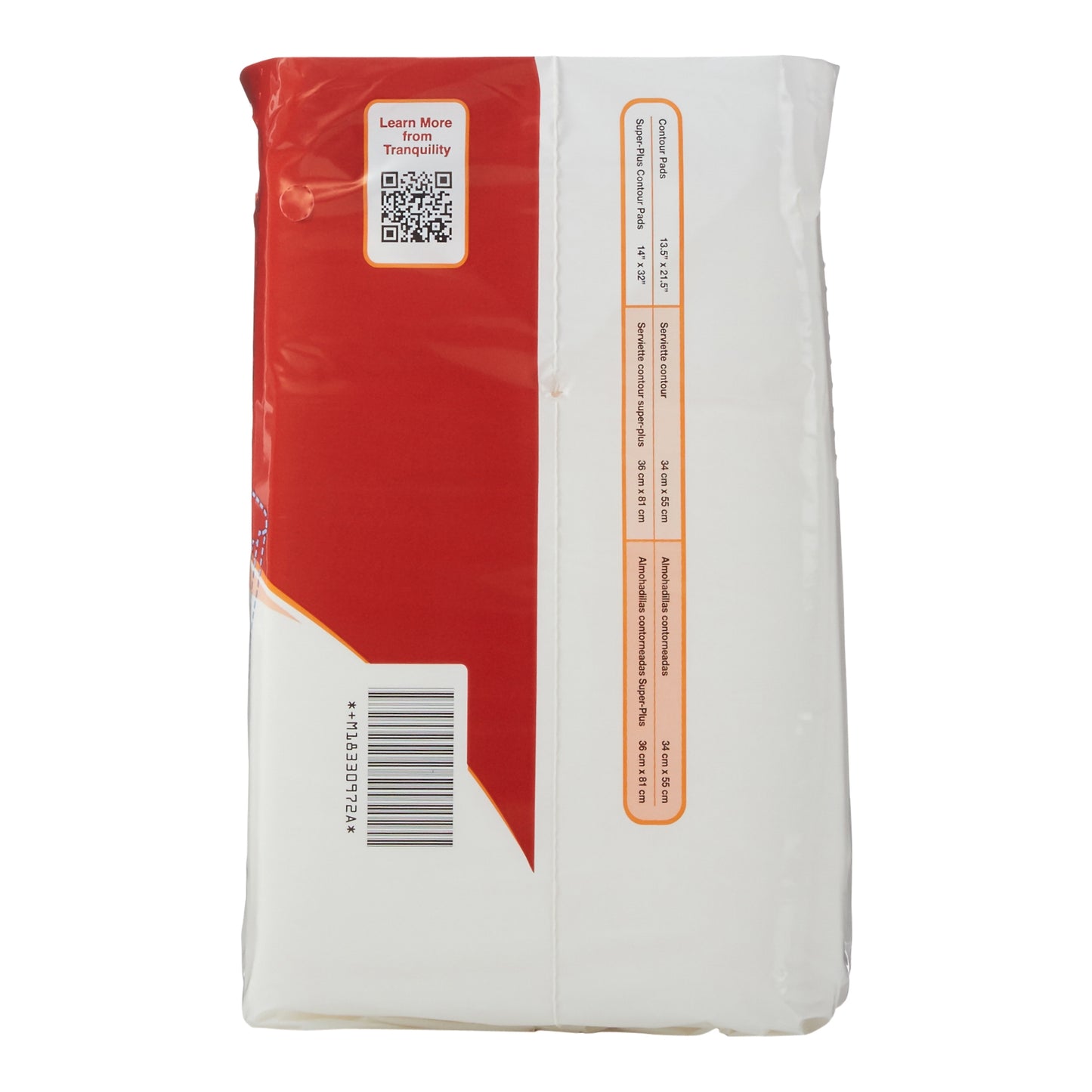Booster Pad Tranquility® Top Liner® Contour 14 X 32 Inch Heavy Absorbency Super Absorbent Core One Size Fits Most