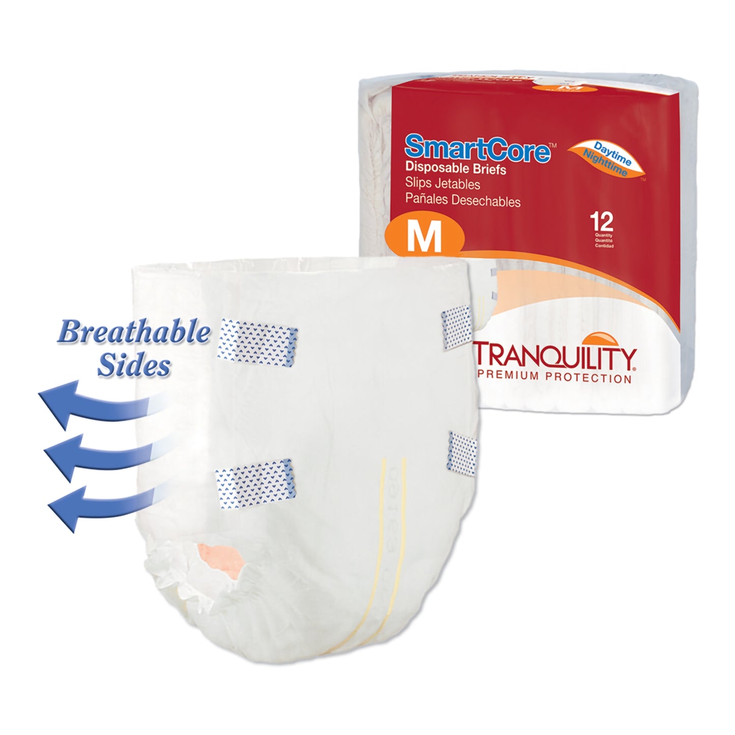 Unisex Adult Incontinence Brief Tranquility SmartCore™ Medium Disposable Heavy Absorbency