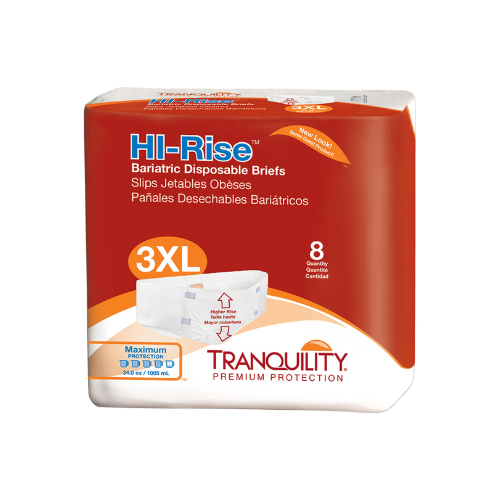 Unisex Adult Incontinence Brief Tranquility® HI-Rise™ Bariatric 3X-Large Disposable Heavy Absorbency