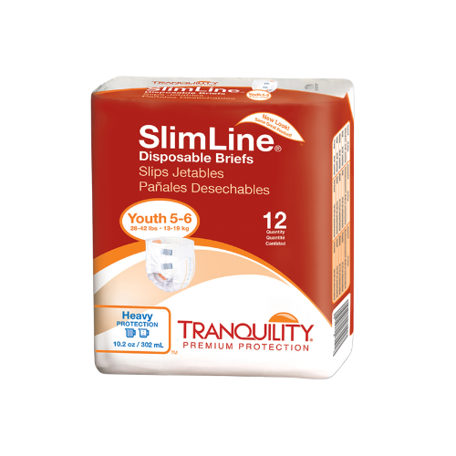 Unisex Youth Incontinence Brief Tranquility® Slimline® Size 5 to 6 Disposable Heavy Absorbency