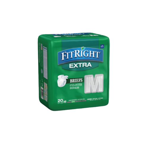 FitRight Extra Cloth-Like Adult Incontinence Briefs, Size M, for Waist Size 32″-42″